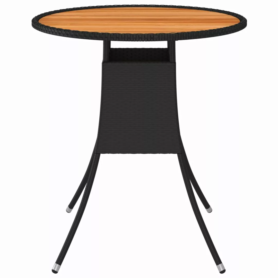 Garten-esstisch Schwarz Ø 70 Cm Poly Rattan Massivholz Akazie günstig online kaufen