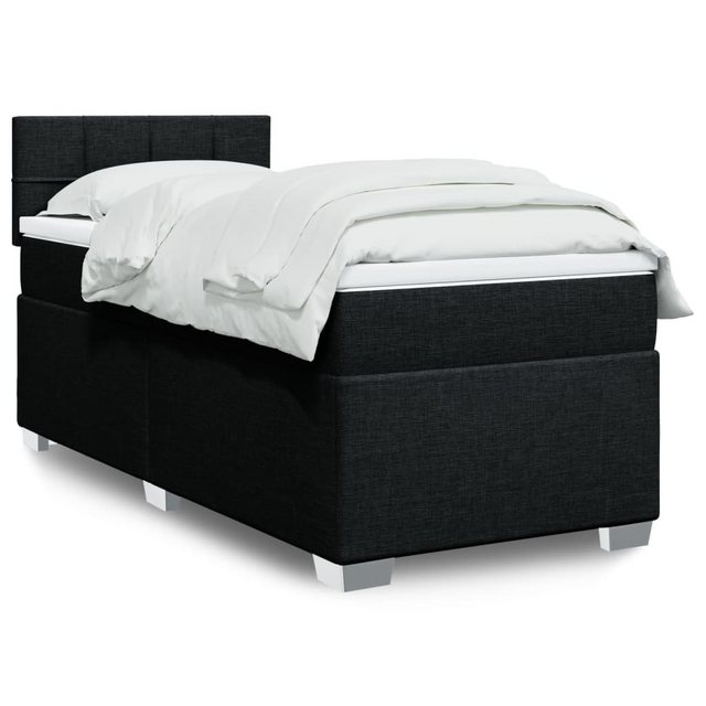 furnicato Bettgestell Boxspringbett mit Matratze Schwarz 100x200 cm Stoff günstig online kaufen