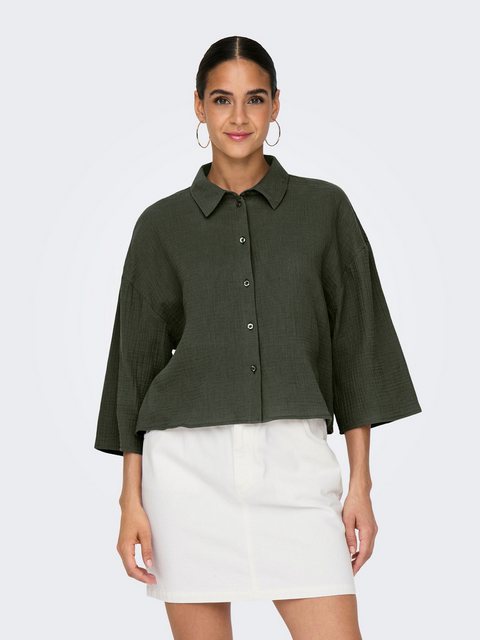 JACQUELINE de YONG Blusenshirt Legere Crepe Bluse Weite Ärmel 3/4 Hemdkrage günstig online kaufen