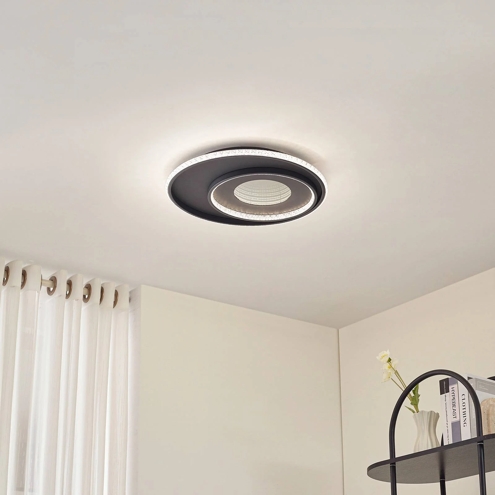 Lindby LED-Deckenlampe Inessa, Ø 51cm, schwarz, CCT, dimmbar günstig online kaufen
