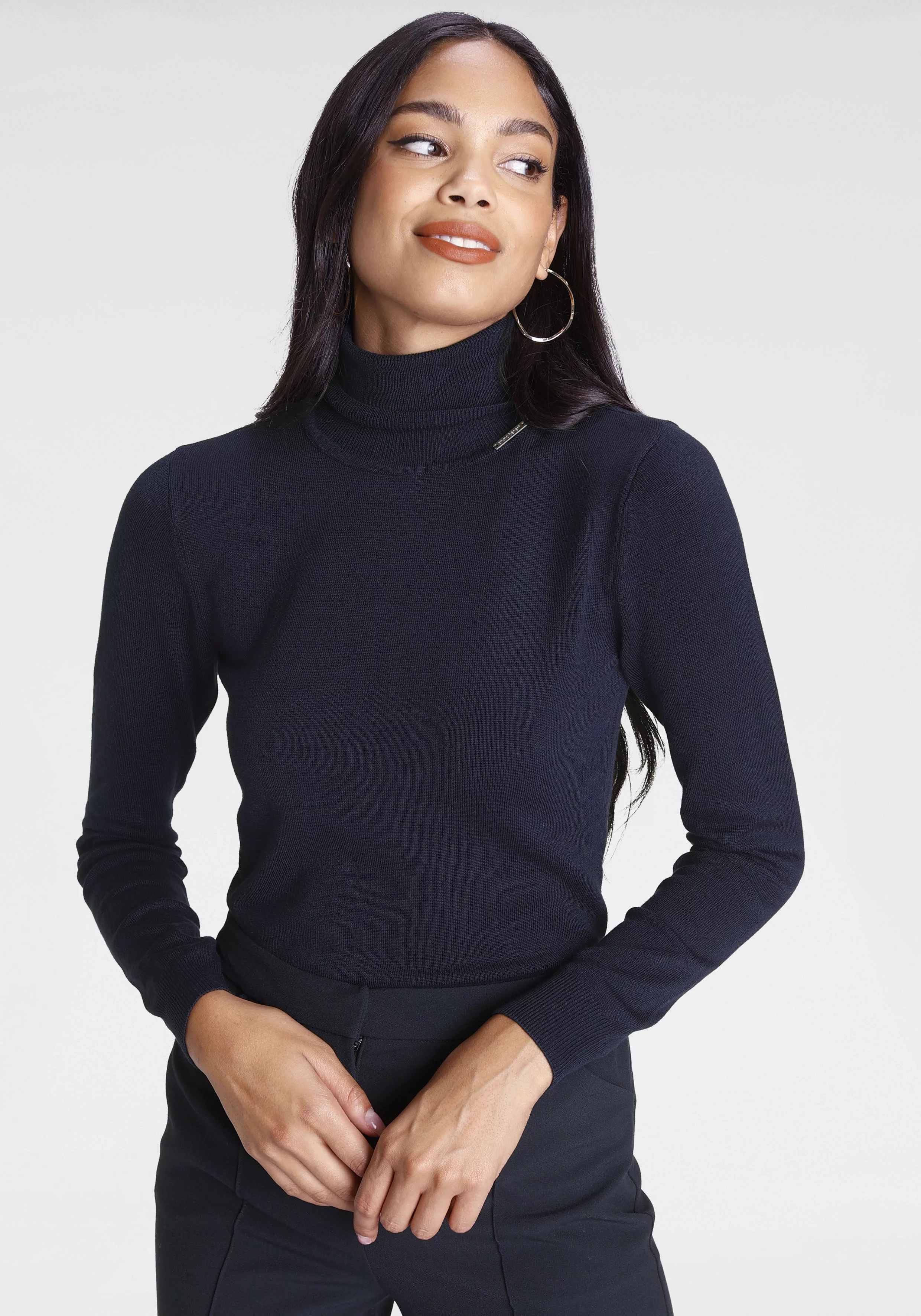 Bruno Banani Rollkragenpullover mit Metalllogo-NEUE FARBEN günstig online kaufen