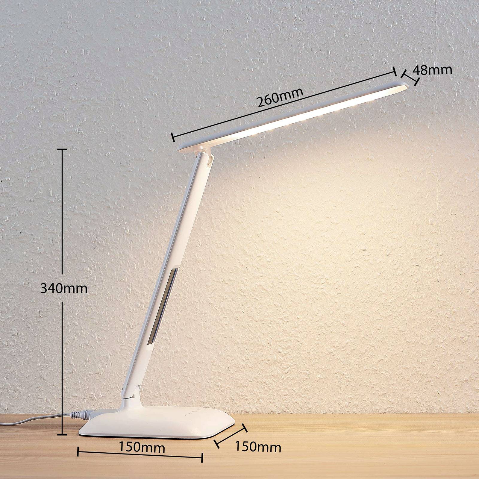 Lindby Ludmilla LED-Tischlampe, Display, weiß günstig online kaufen
