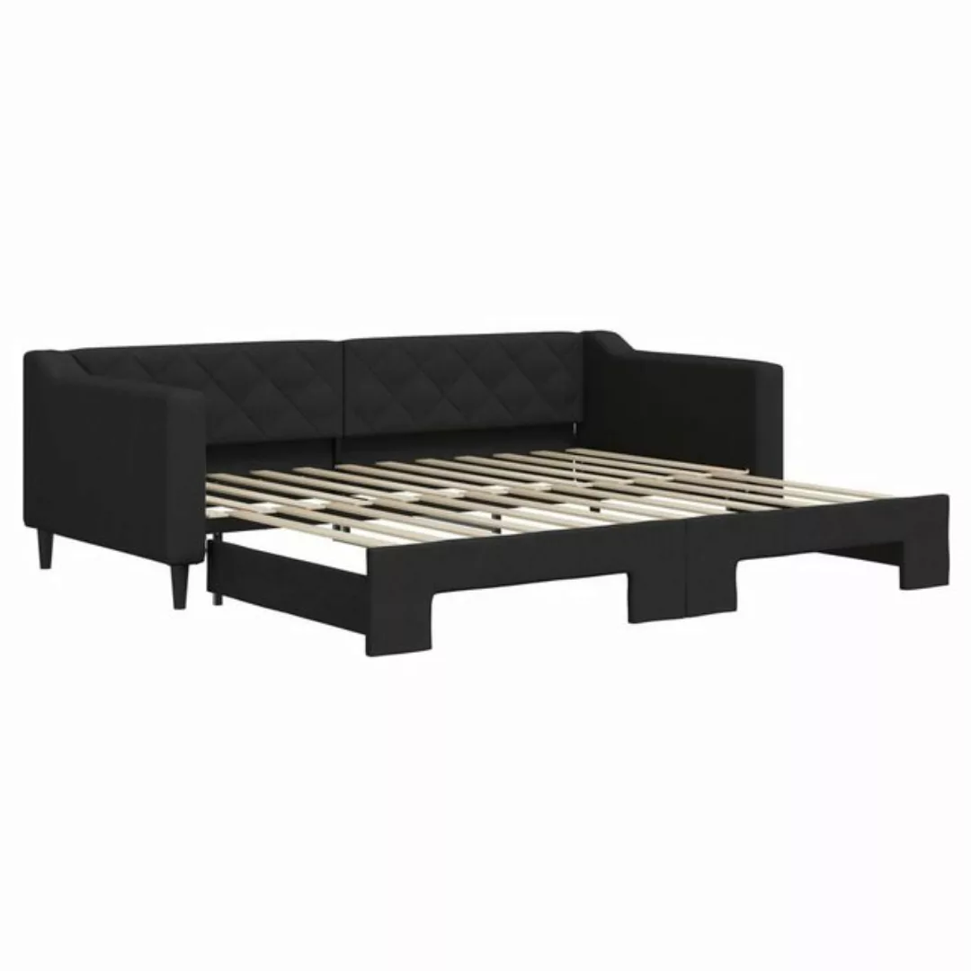 furnicato Bett Tagesbett Ausziehbar Schwarz 90x200 cm Stoff (1-tlg) günstig online kaufen