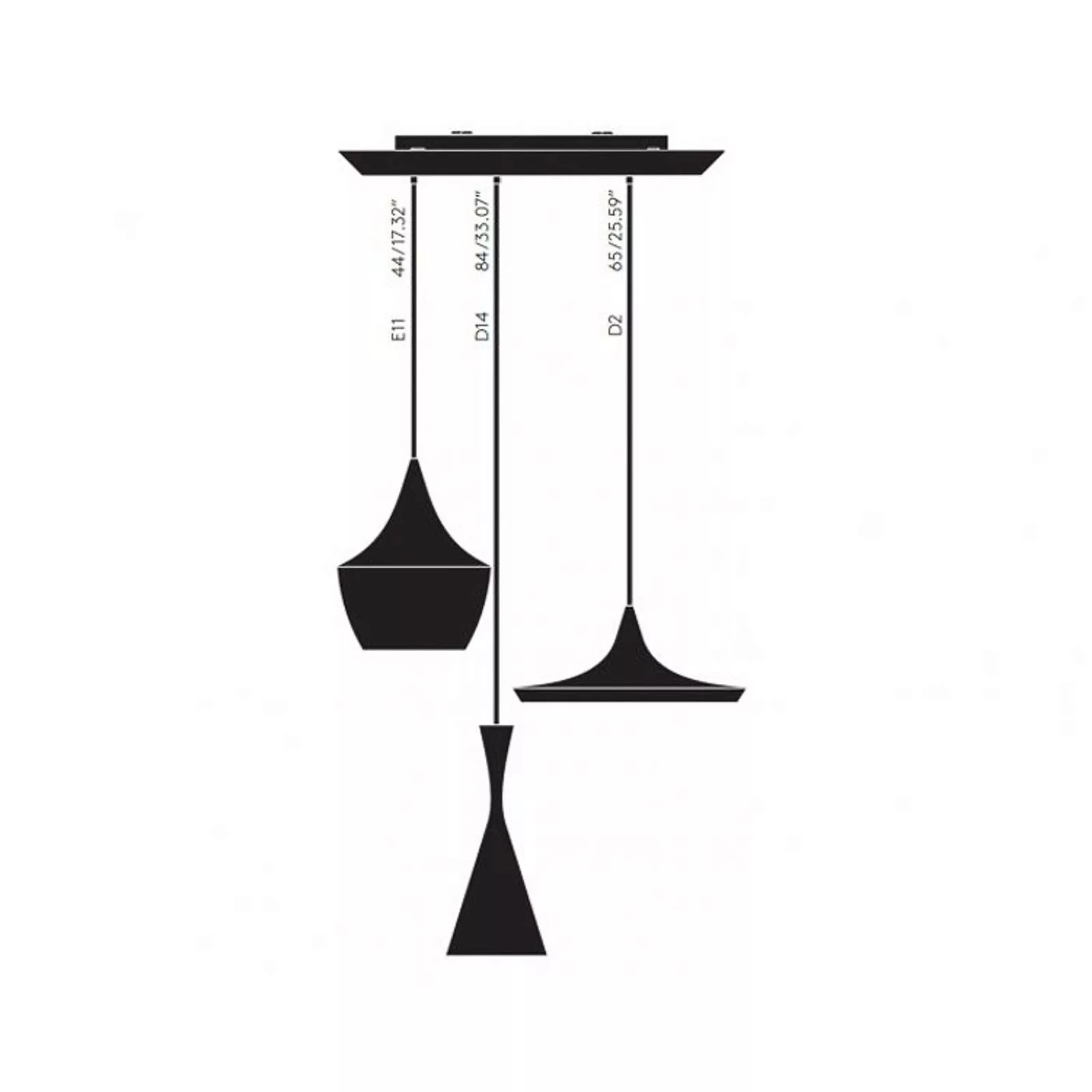 Tom Dixon Beat Trio Round Pendellampe 3fl schwarz günstig online kaufen