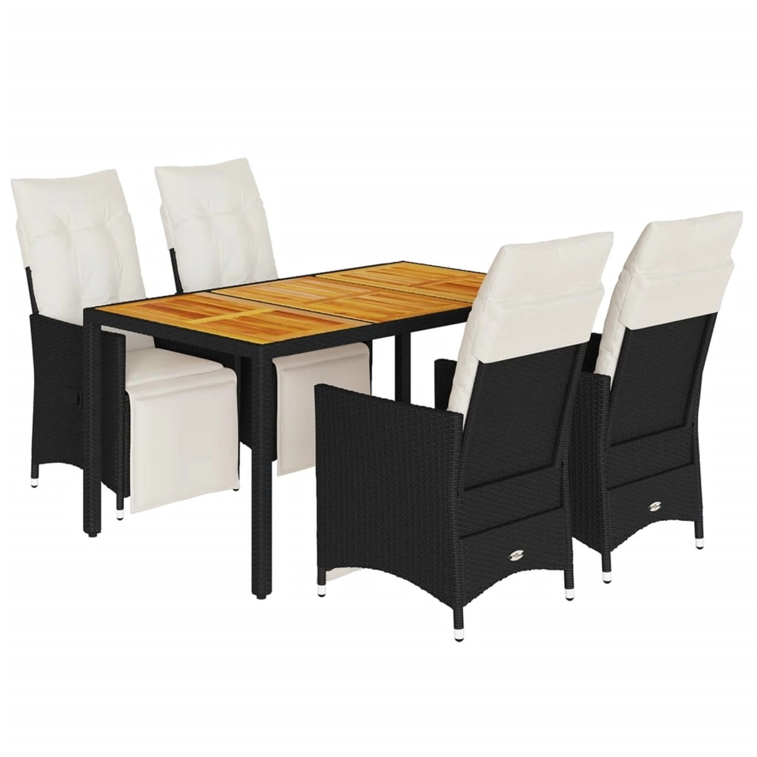 vidaXL 5-Tlg Garten-Essgruppe mit Kissen Schwarz Poly Rattan 3276857 günstig online kaufen