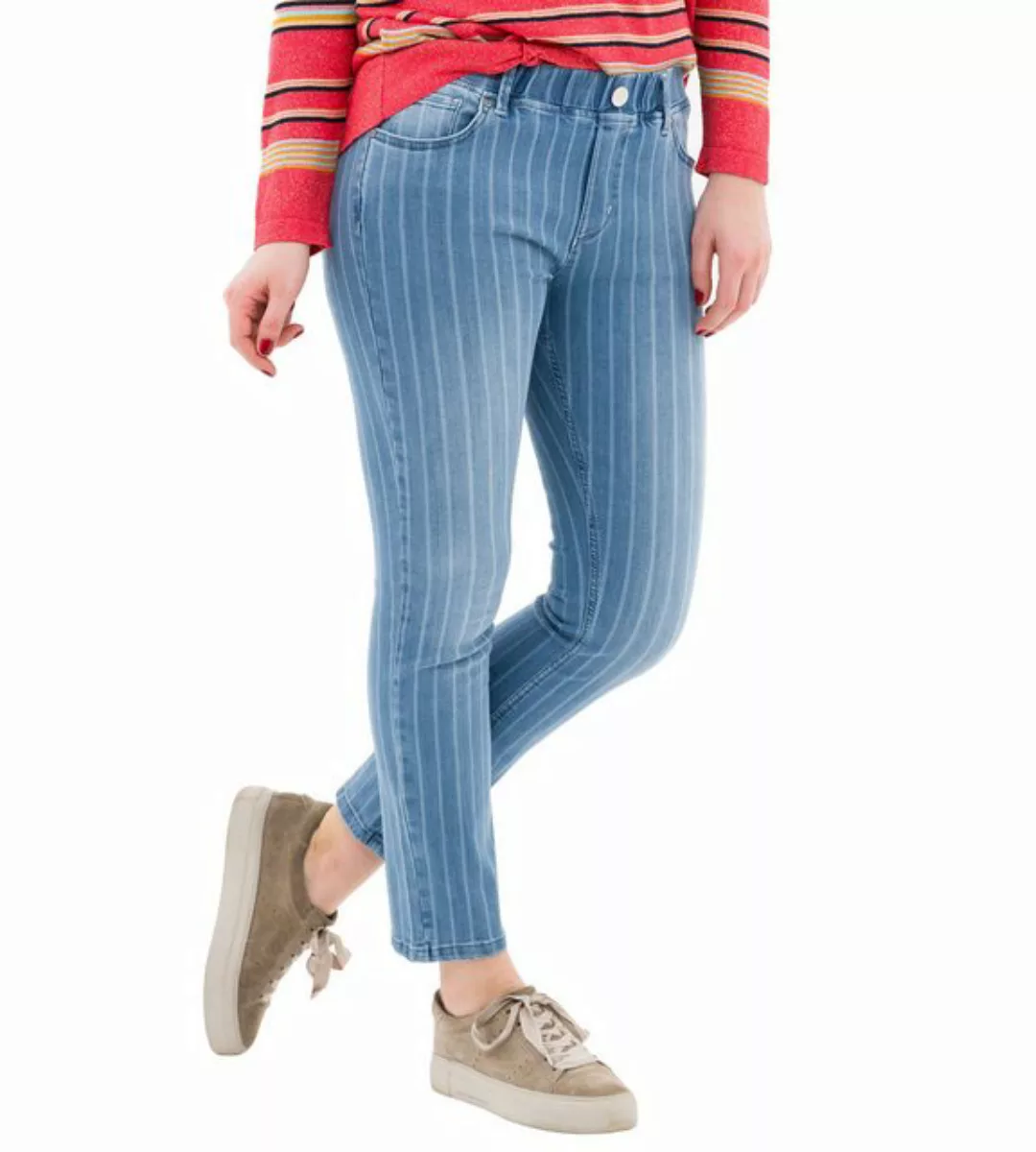 incasual Röhrenjeans Jeanshose koerpernah mit Streifendesign günstig online kaufen