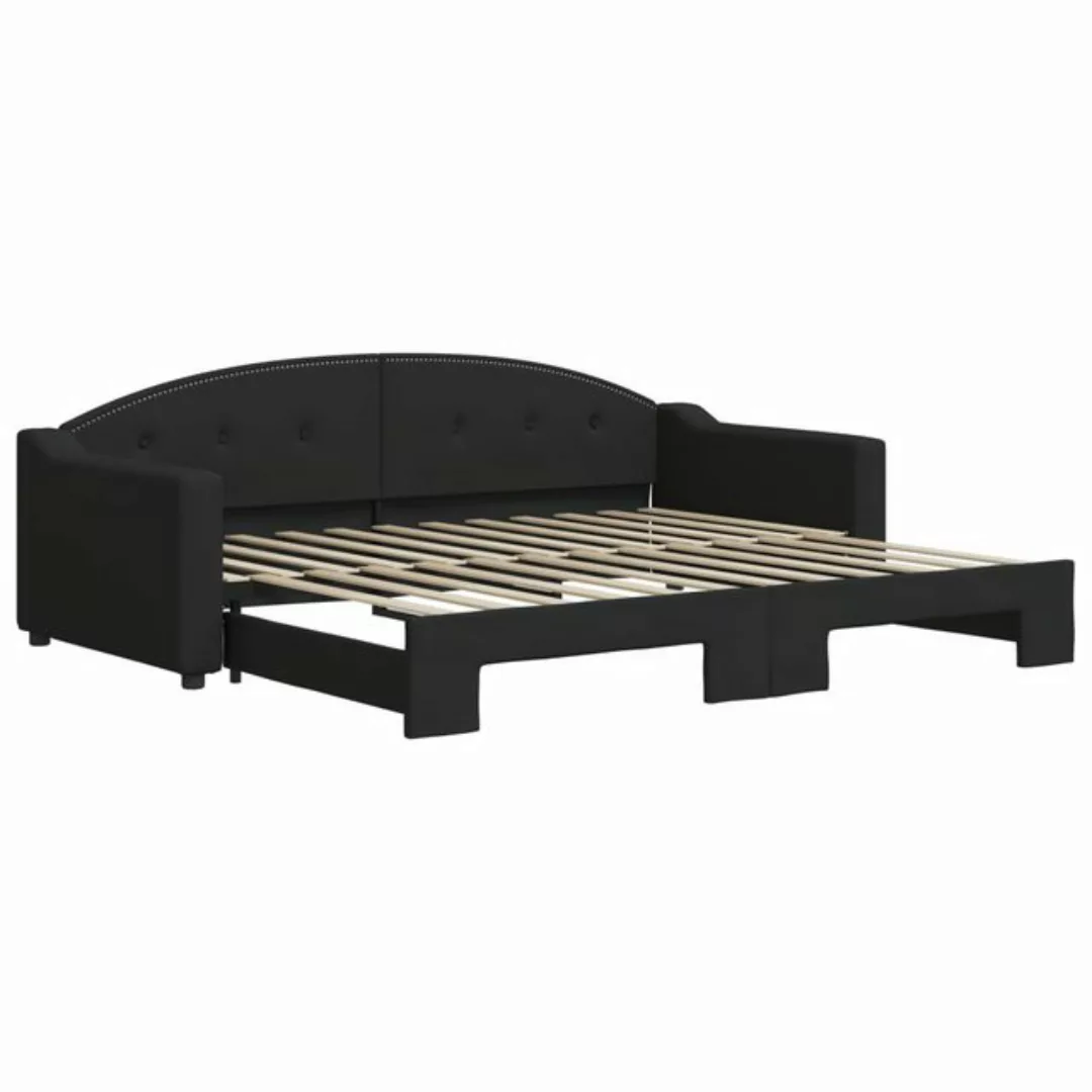 vidaXL Bett Tagesbett Ausziehbar Schwarz 90x200 cm Stoff günstig online kaufen