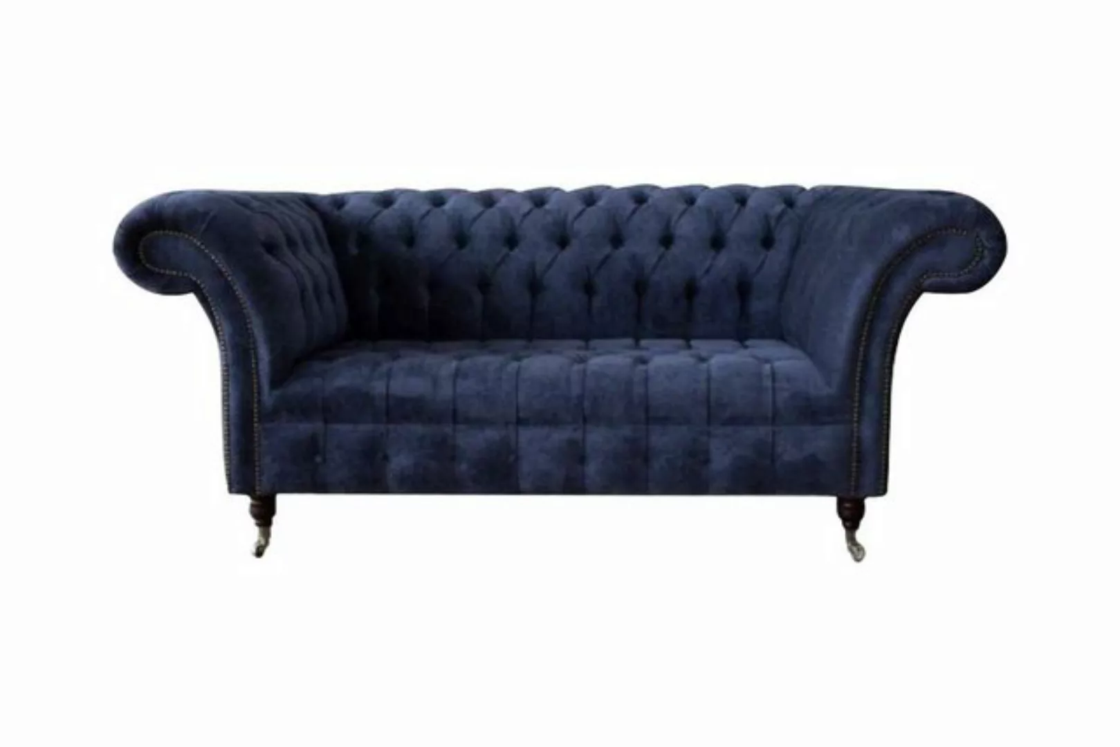 JVmoebel Sofa Chesterfield Design Sofa Couch 2 Sitzer Polster Blau Sofas Co günstig online kaufen
