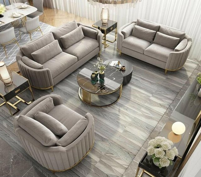 JVmoebel Sofa Designer Sofagarnitur 3+2+1 Sitzer Stoff Garnitur Polster Set günstig online kaufen