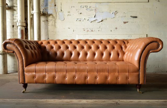 Xlmoebel Sofa 3-Sitzer Chesterfield Ledercouch Polstergarnitur, Hergestellt günstig online kaufen