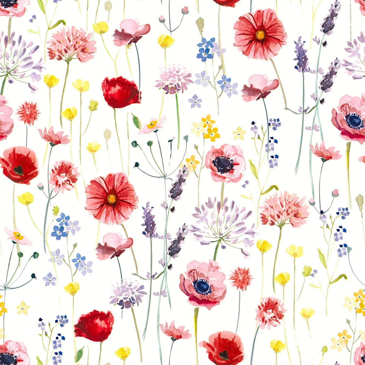Bricoflor Sommer Tapete Bunt Papier Blumentapete in Aquarell Optik für Wohn günstig online kaufen