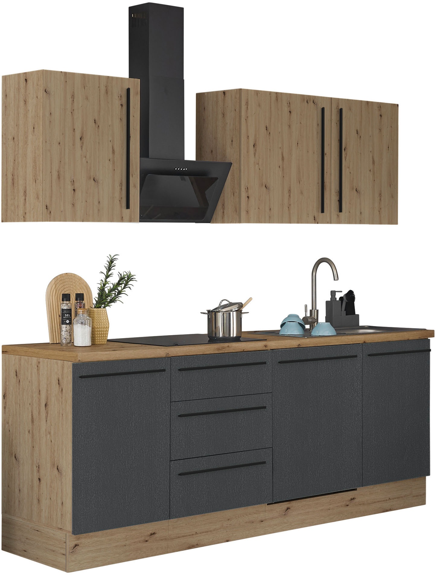 KOCHSTATION Küchenzeile "Florida", Breite 220 cm, Softclose für Türen und S günstig online kaufen