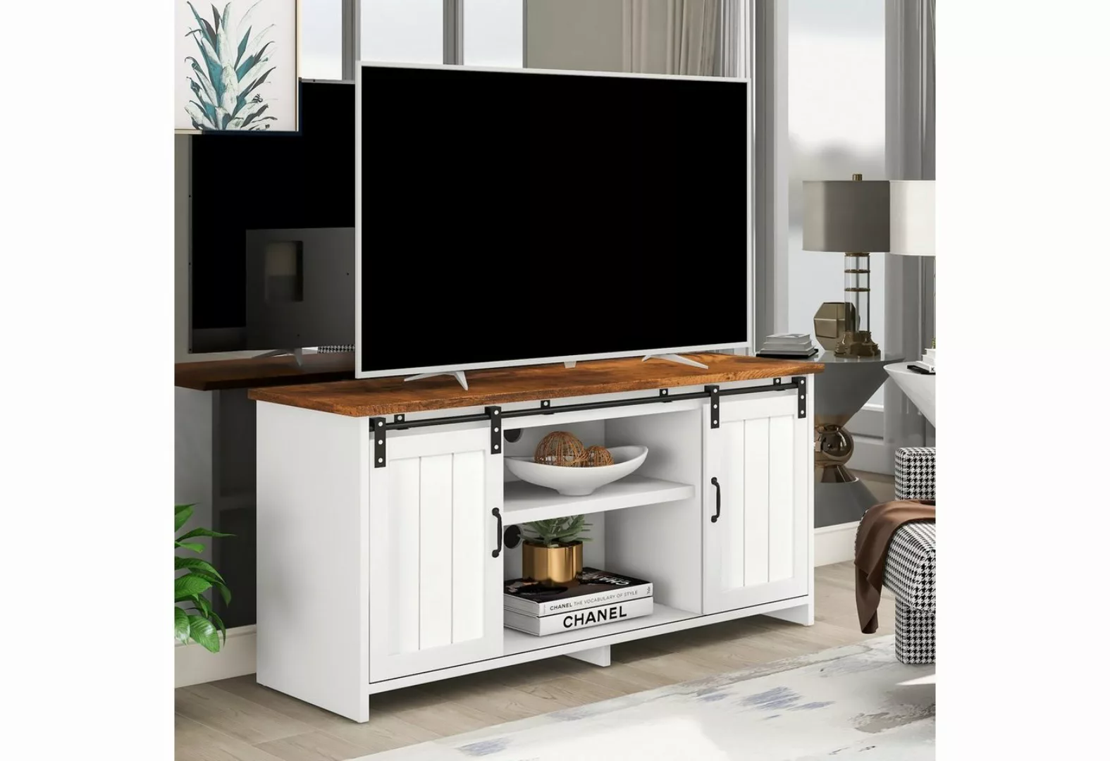 Odikalo TV-Schrank Sideboard Küchenschrank Stauraum 2 Schiebetüren Einlegeb günstig online kaufen