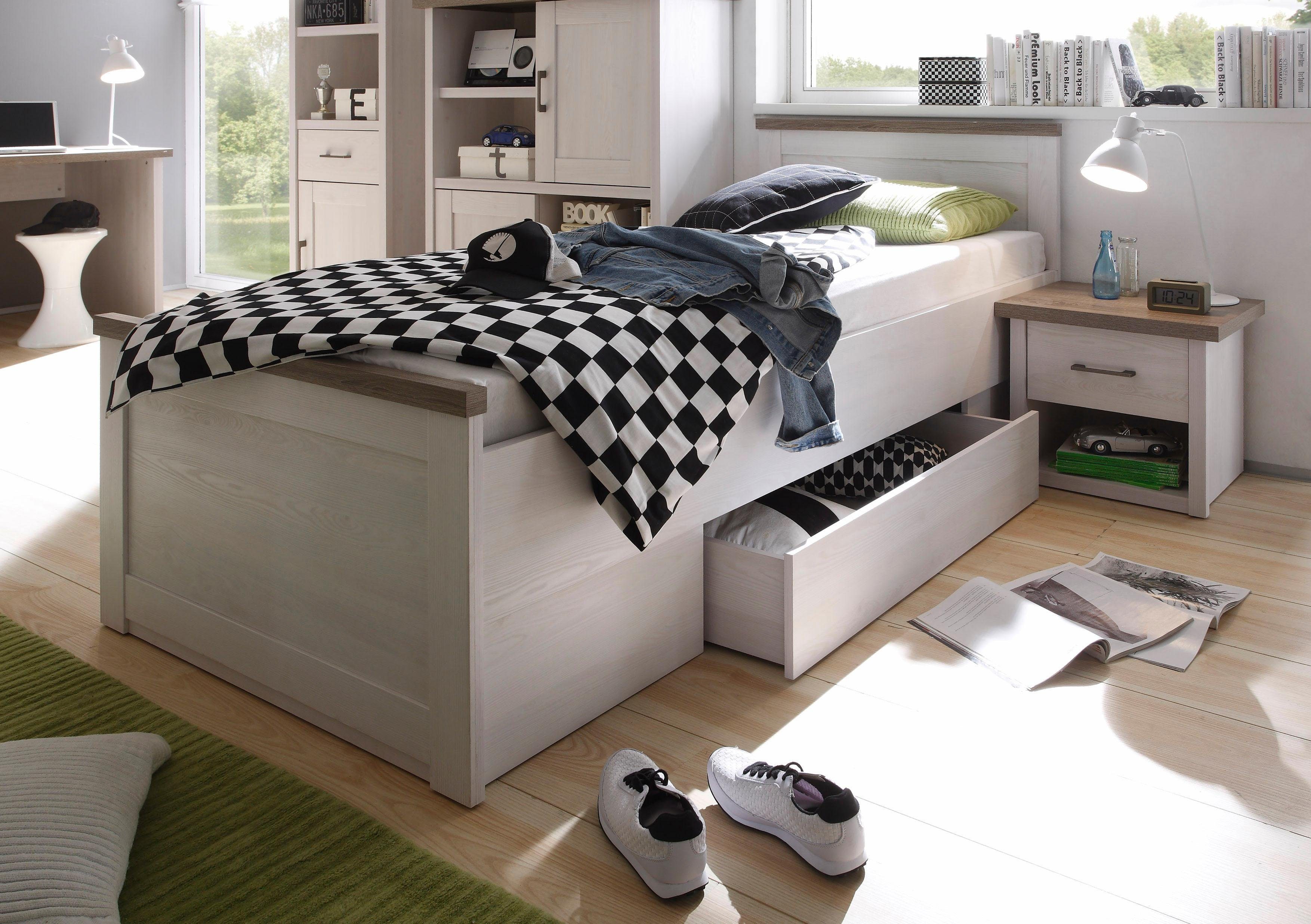 Begabino Jugendbett "Luca, Stauraumbett, Landhaus Design, 90x200cm TOPSELLE günstig online kaufen
