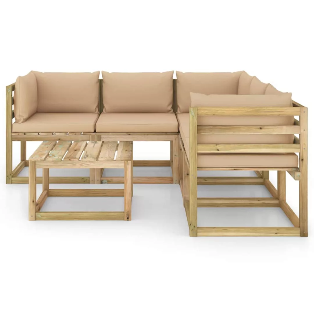 6-tlg. Garten-lounge-set Mit Beige Kissen günstig online kaufen