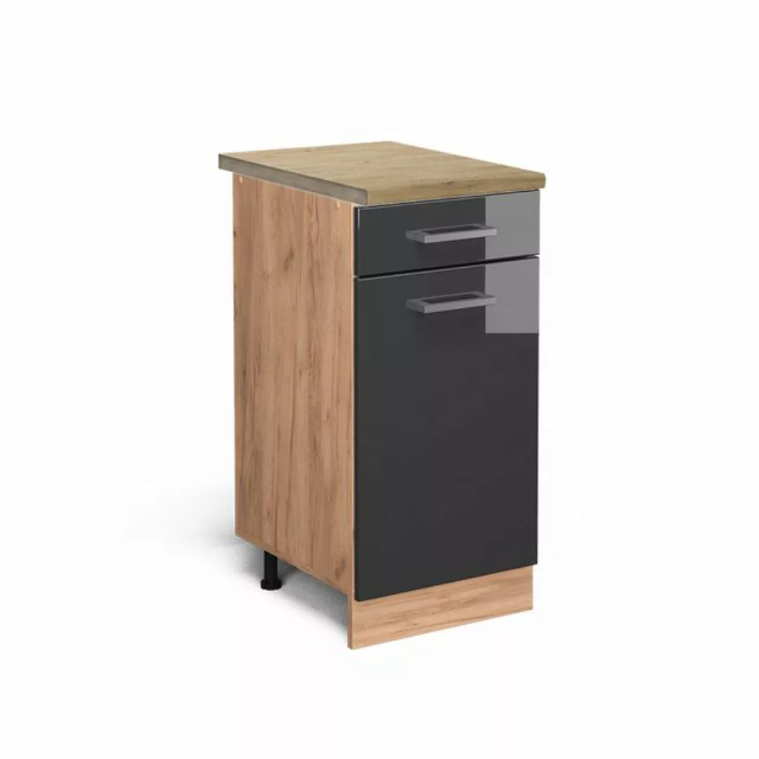 Vicco Unterschrank R-Line, Anthrazit Hochglanz/Goldkraft Eiche, 40 cm, AP E günstig online kaufen