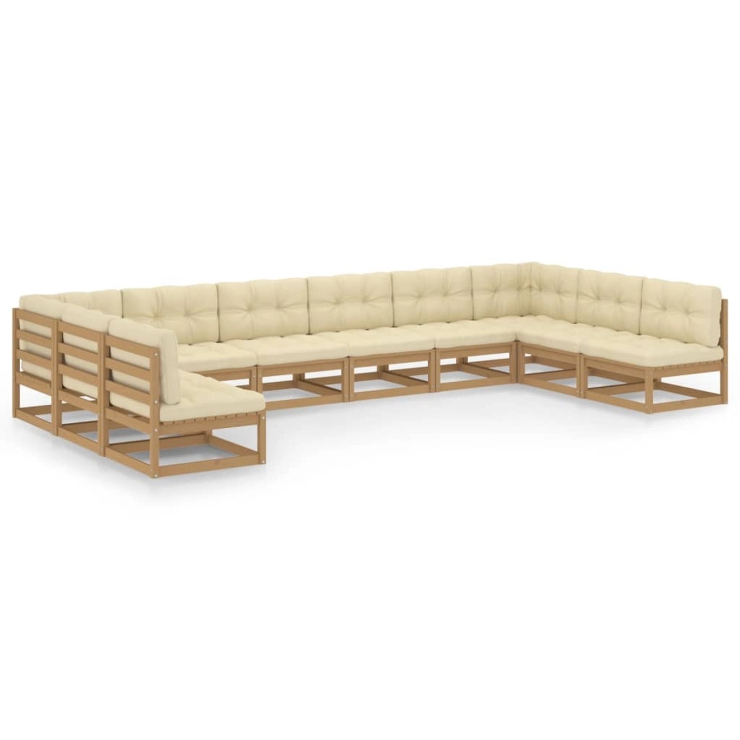 10-tlg. Garten-lounge-set Kissen Honigbraun Kiefer Massivholz günstig online kaufen