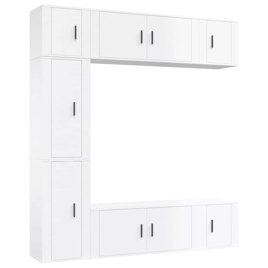 Vidaxl 7-tlg. Tv-schrank-set Hochglanz-weiß Holzwerkstoff günstig online kaufen