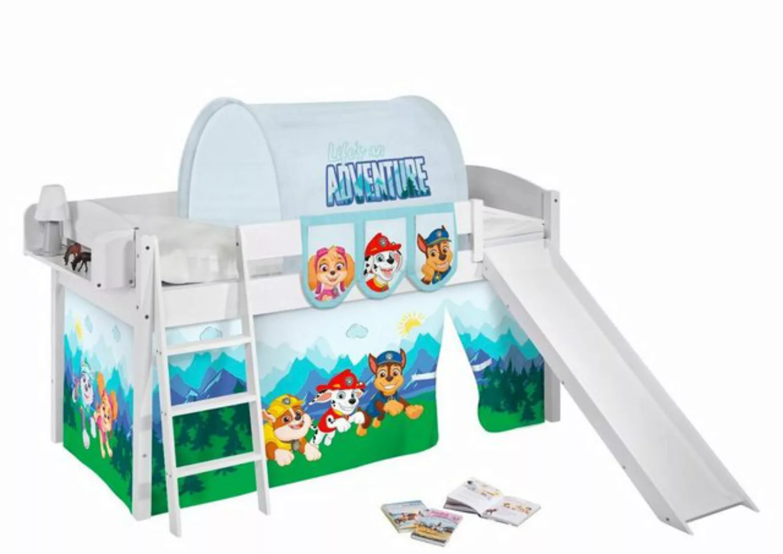 Lilokids Kinderbett Hochbett IDA Classic mit Rutsche & Vorhang PAW PATROL B günstig online kaufen