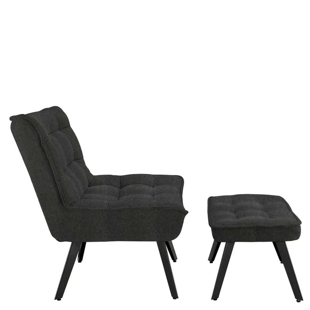 Lounge Sessel in Anthrazit Webstoff Fußhocker (zweiteilig) günstig online kaufen