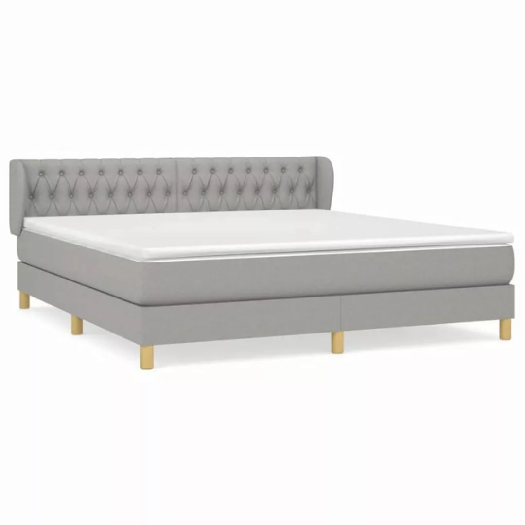 vidaXL Boxspringbett Boxspringbett mit Matratze Hellgrau 180x200 cm Stoff B günstig online kaufen