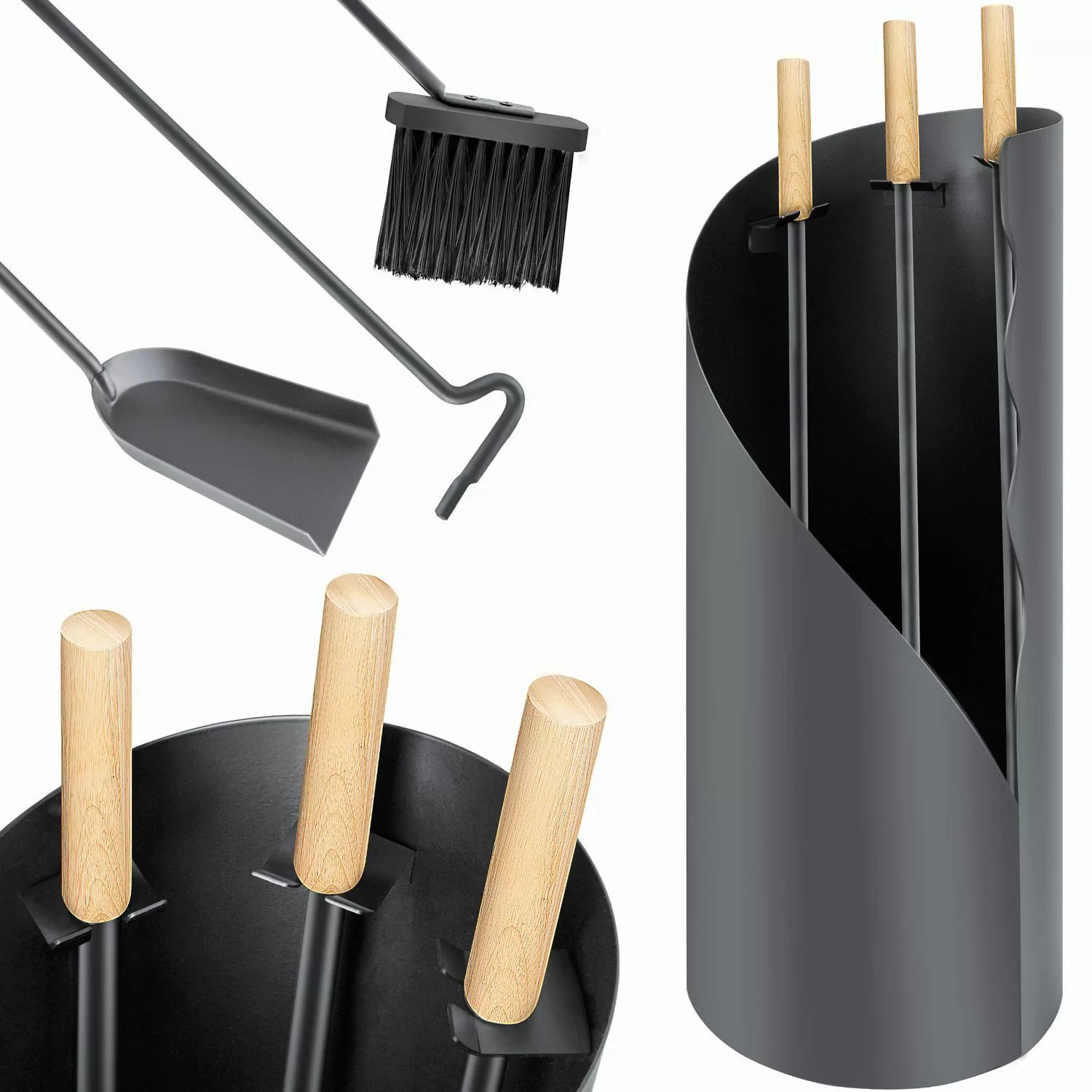 KESSER Kaminholzkorb, Kaminbesteck Set 4-teiliges Kaminzubehör günstig online kaufen