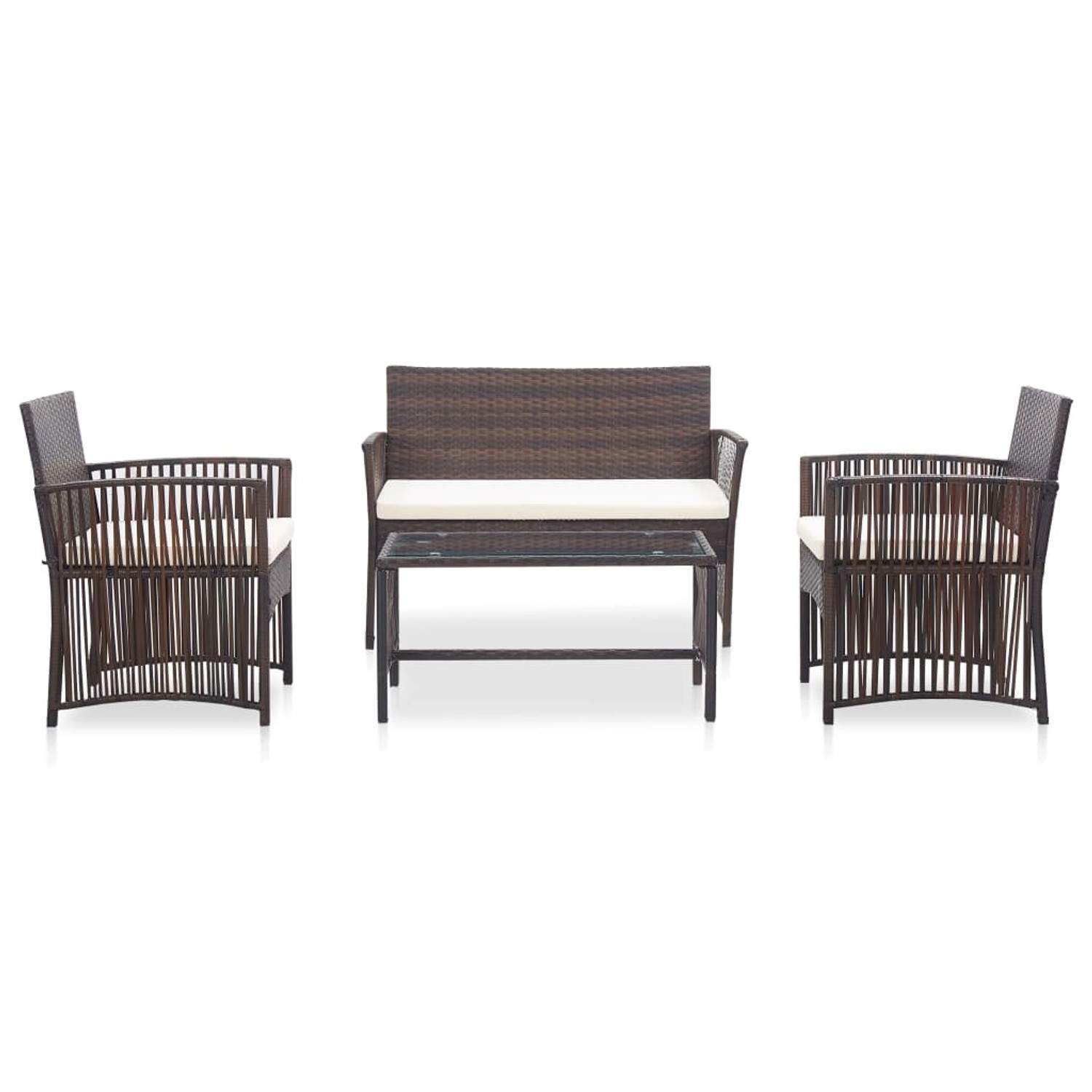 4-tlg. Garten-lounge-set Mit Auflage Poly Rattan Braun günstig online kaufen