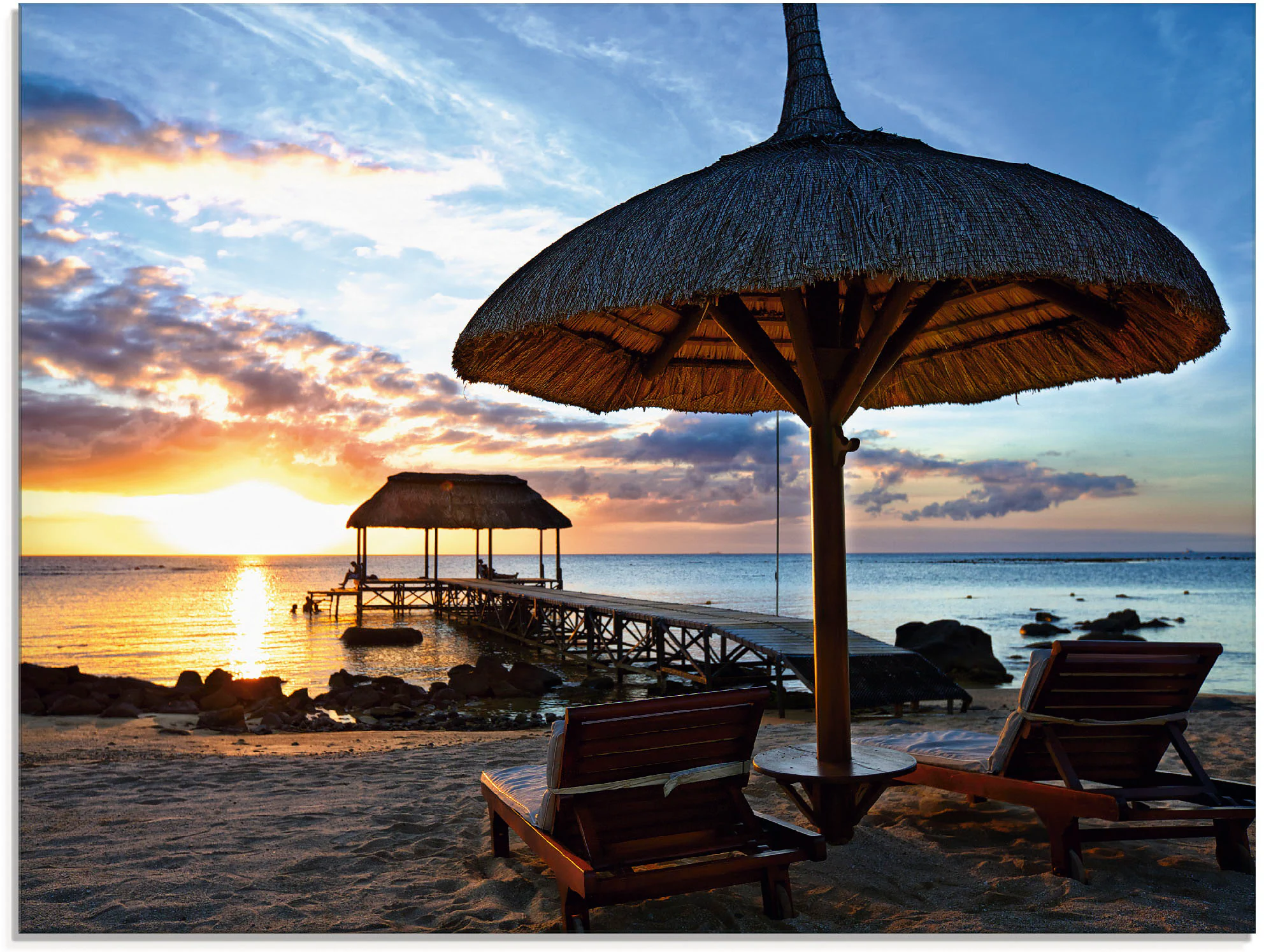 Artland Glasbild »Sonnenuntergang auf Mauritius«, Sonnenaufgang & -untergan günstig online kaufen