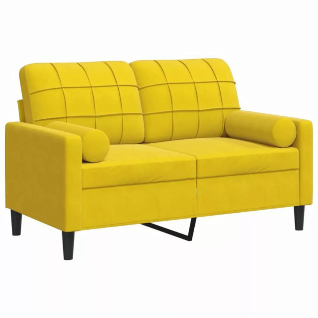 vidaXL Sofa 2-Sitzer-Sofa mit Zierkissen Gelb 120 cm Samt günstig online kaufen