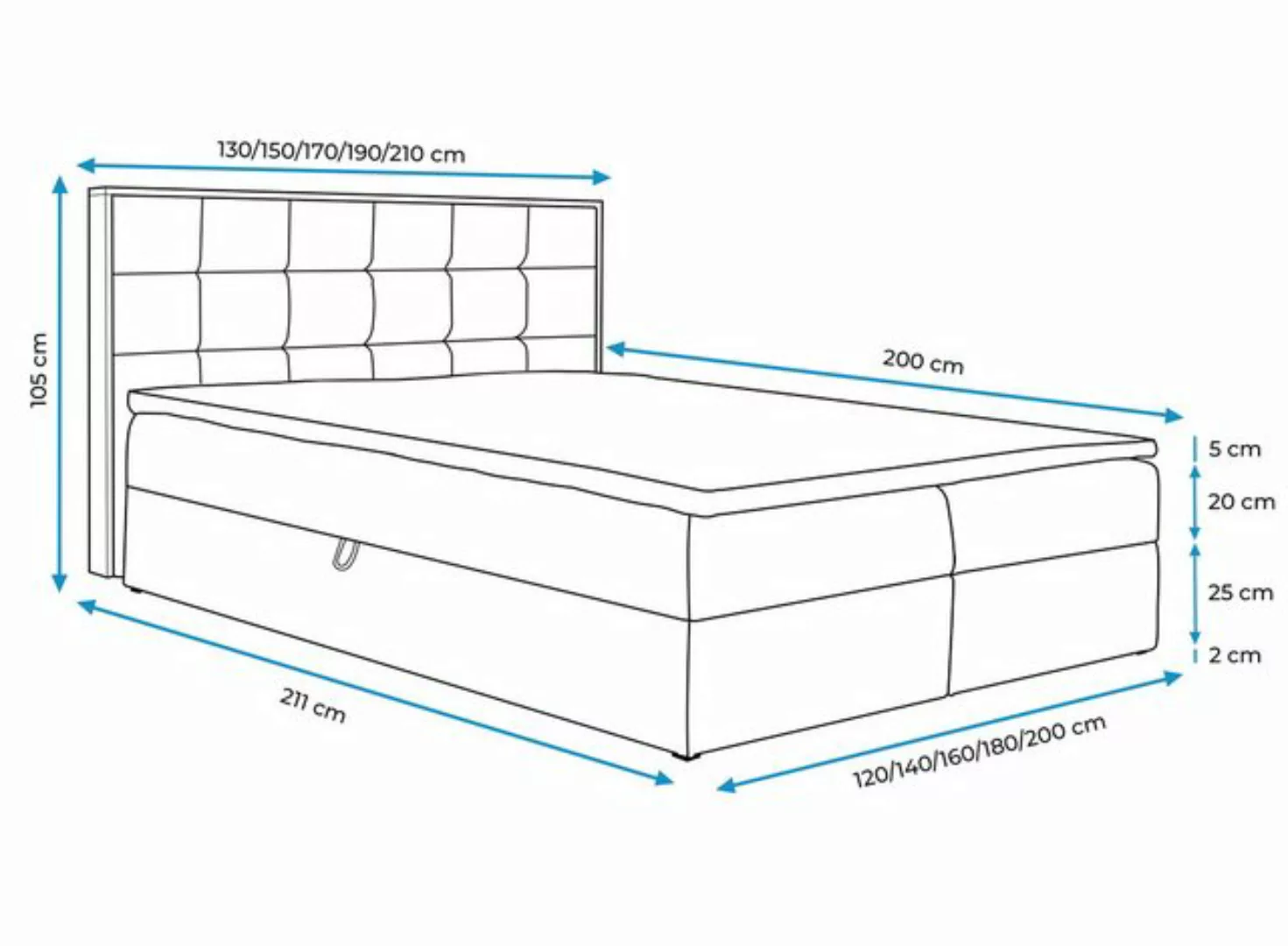 Furnix Boxspringbett ZONNI 120-200x200 mit Bettkasten aus Möbelplatten und günstig online kaufen