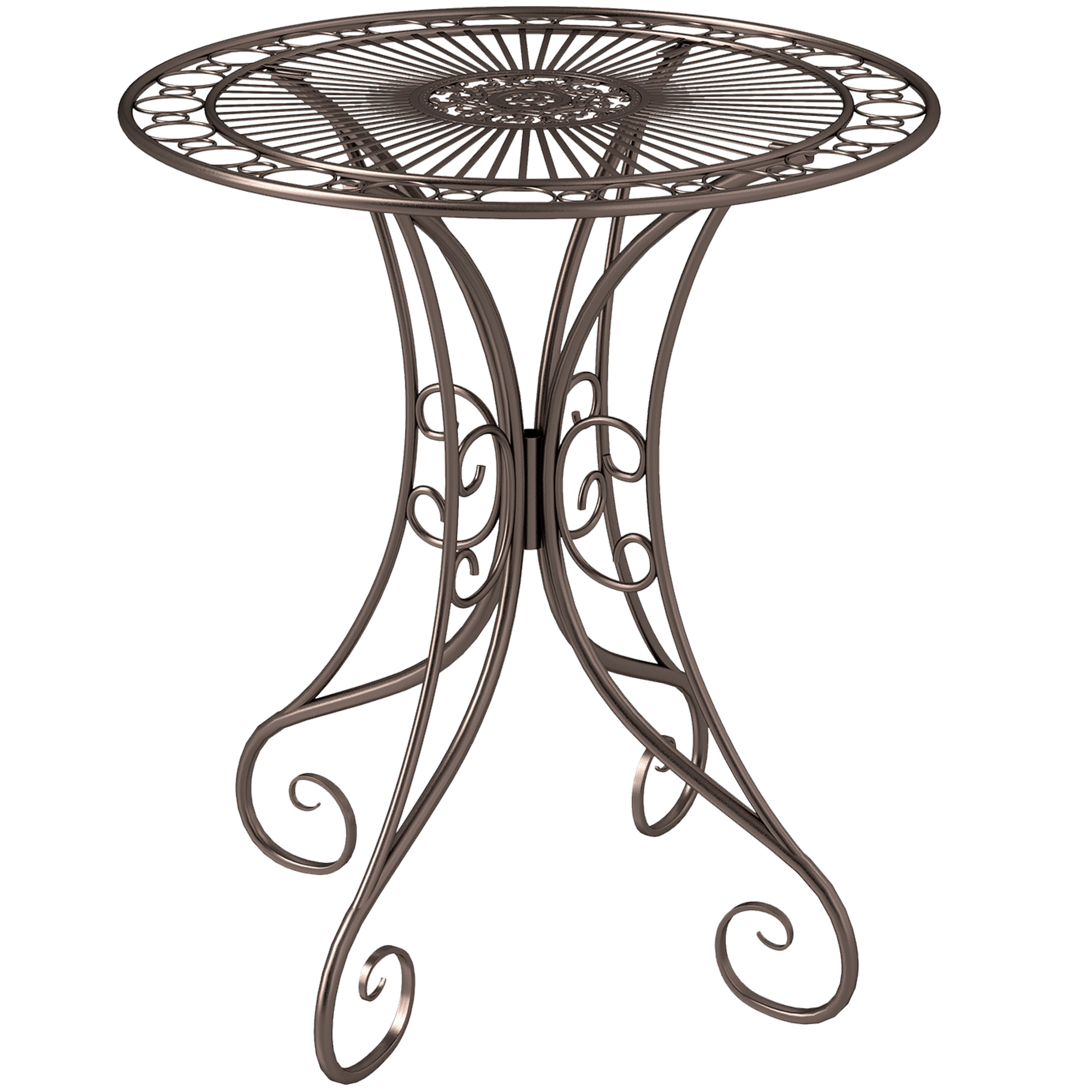 Outsunny Gartentisch rund Ø 85 cm, Terrassentisch mit Metallrahmen, Belastu günstig online kaufen