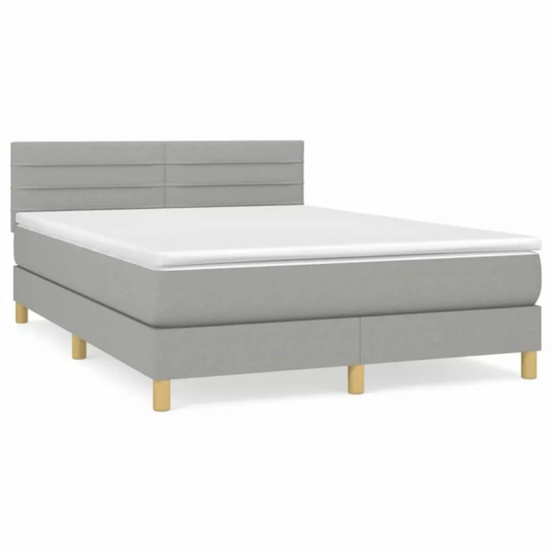 vidaXL Boxspringbett Boxspringbett mit Matratze Hellgrau 140x190 cm Stoff B günstig online kaufen