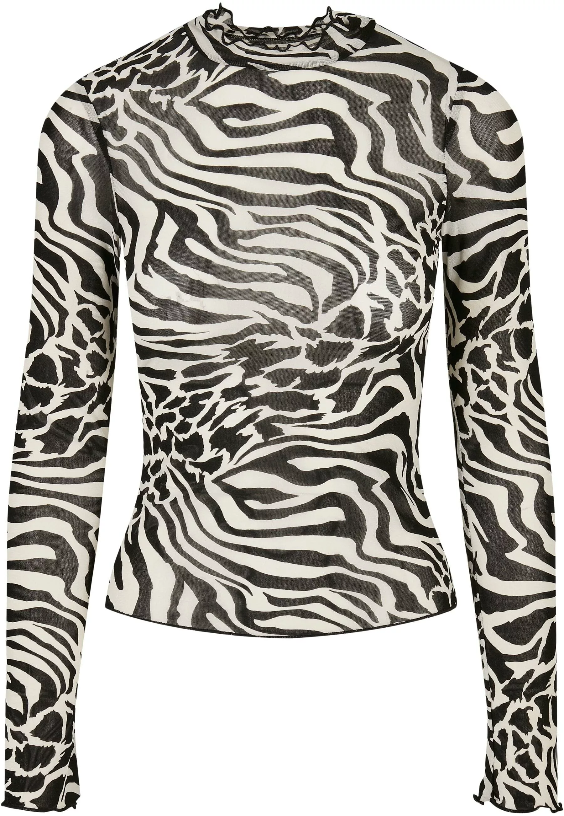 URBAN CLASSICS Langarmshirt "Urban Classics Damen Ladies AOP Mesh Turtlenec günstig online kaufen