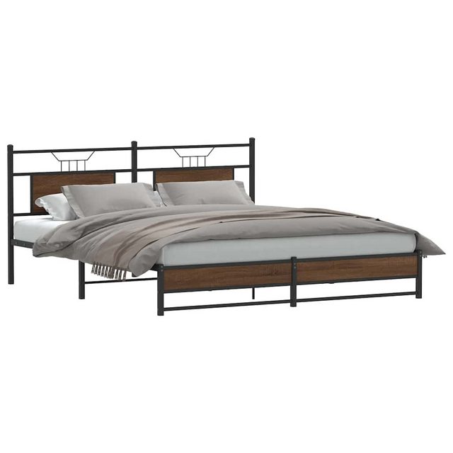 vidaXL Bett Metallbett ohne Matratze Braun Eichen-Optik 180x200 cm günstig online kaufen