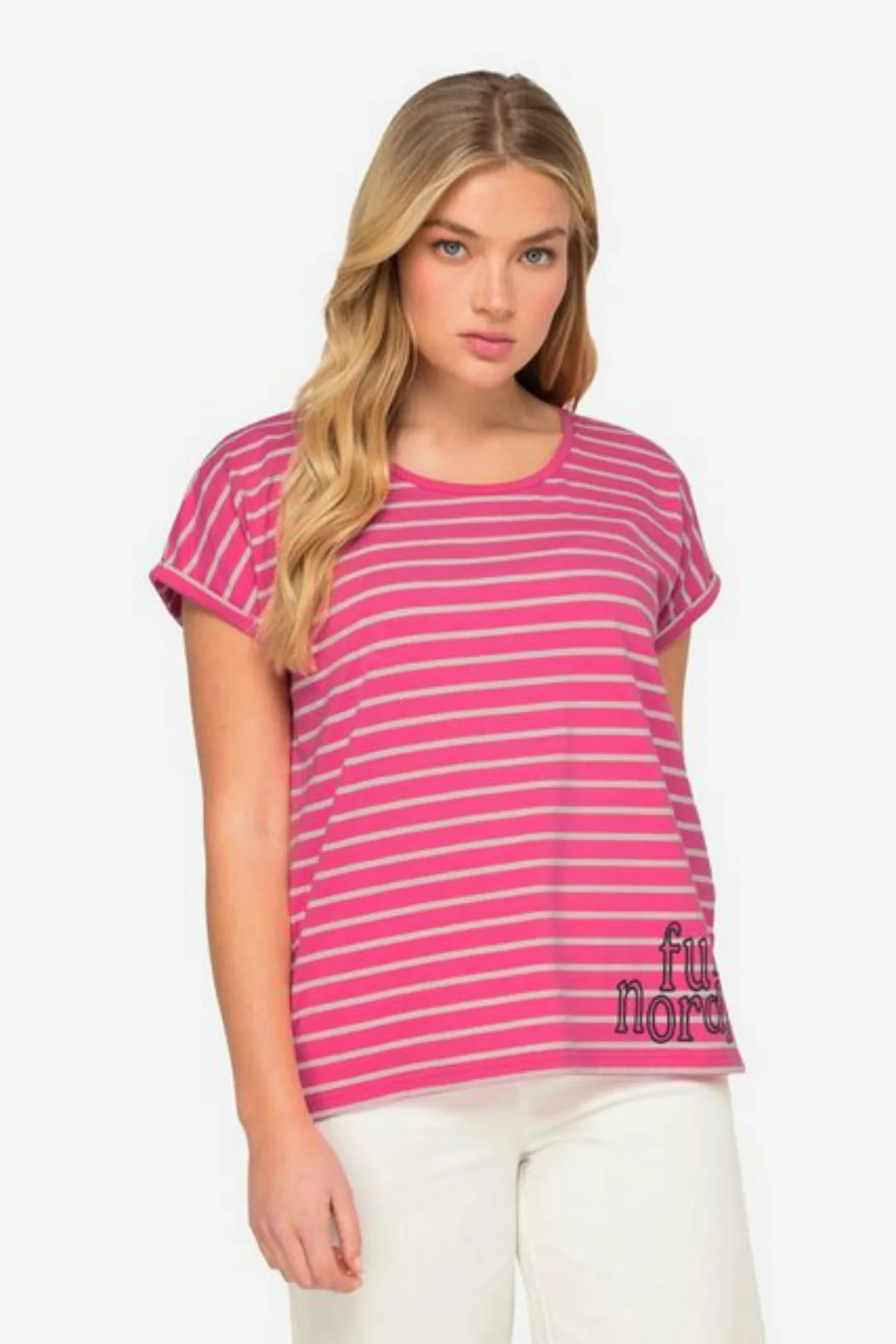 Laurasøn Rundhalsshirt T-Shirt oversized Ringel Rundhals Halbarm günstig online kaufen