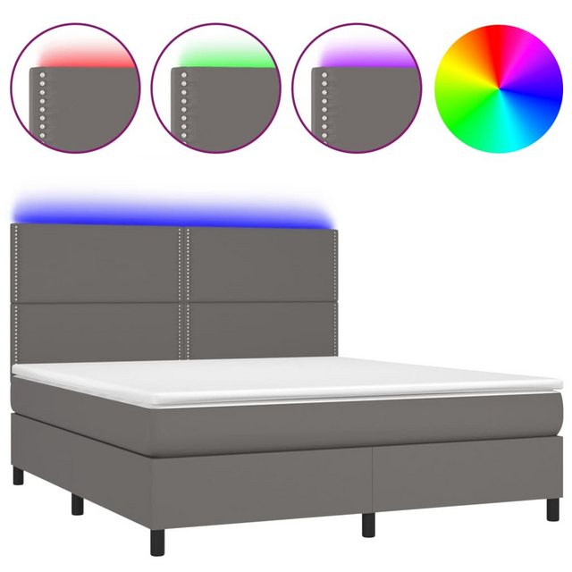 vidaXL Boxspringbett Boxspringbett mit Matratze & LED Kunstleder (160 x 200 günstig online kaufen