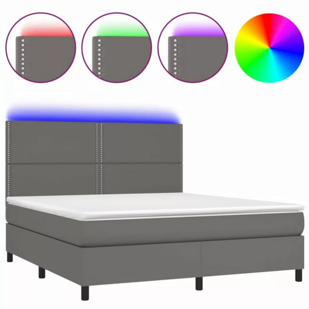 vidaXL Boxspringbett Boxspringbett mit Matratze & LED Kunstleder (180 x 200 günstig online kaufen