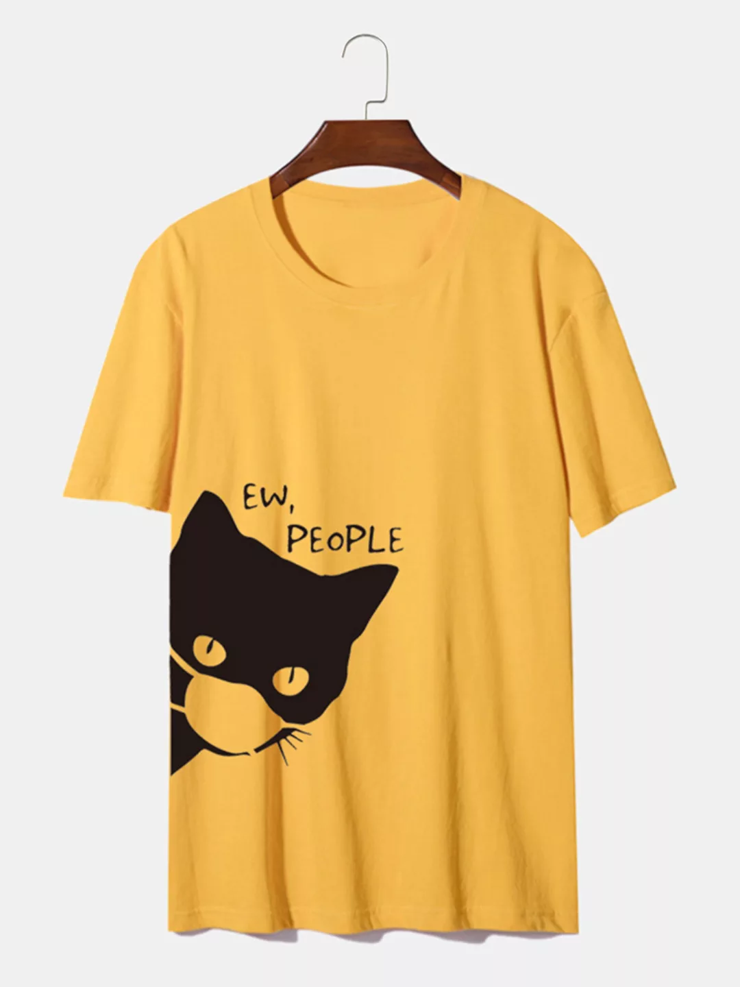 100% Baumwolle 7 Farben Lustig Katze Bedrucktes Casual Home T-Shirt günstig online kaufen