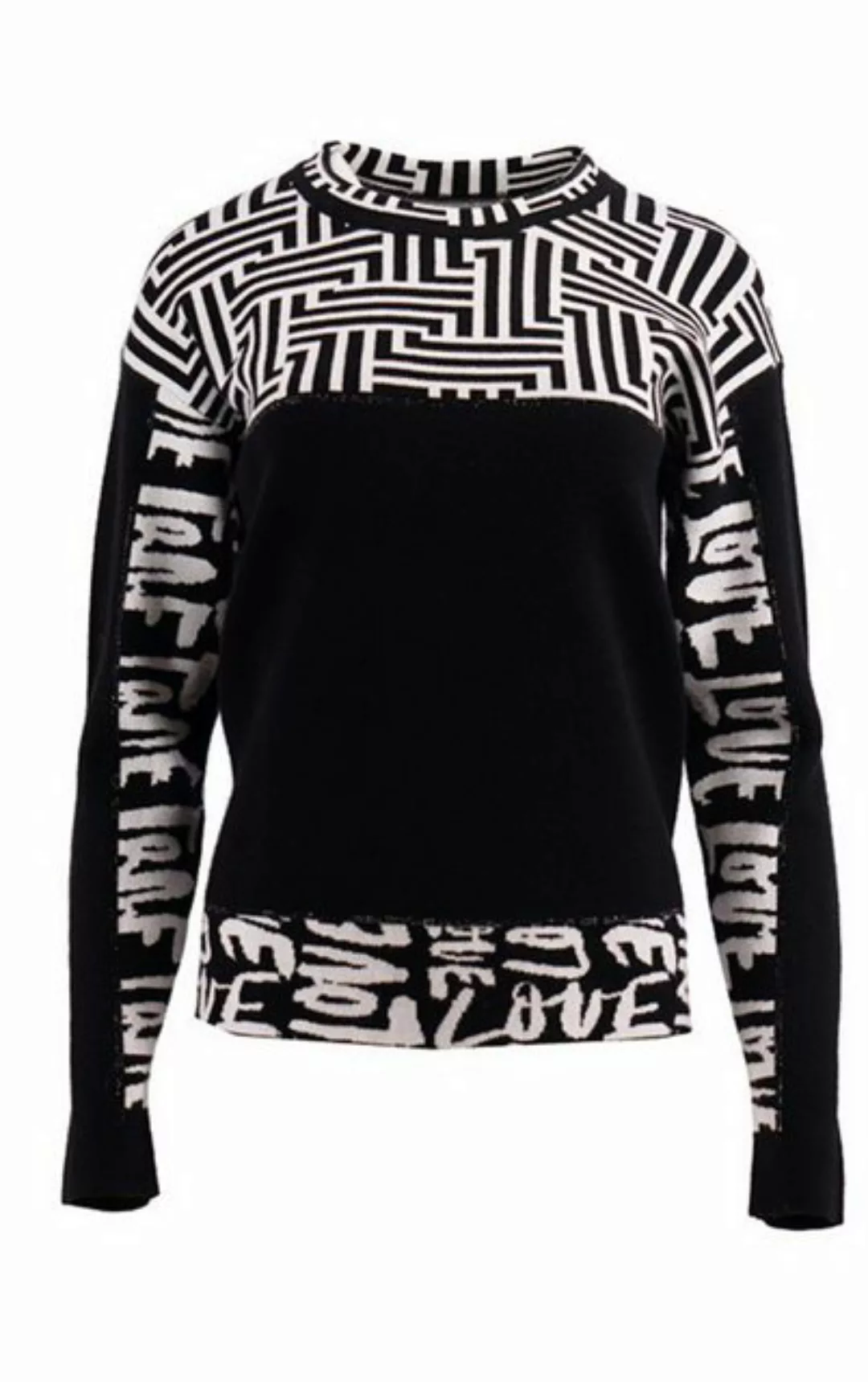 Passioni Strickpullover in Schwarz mit geometrischen und Graffiti-Musterein günstig online kaufen