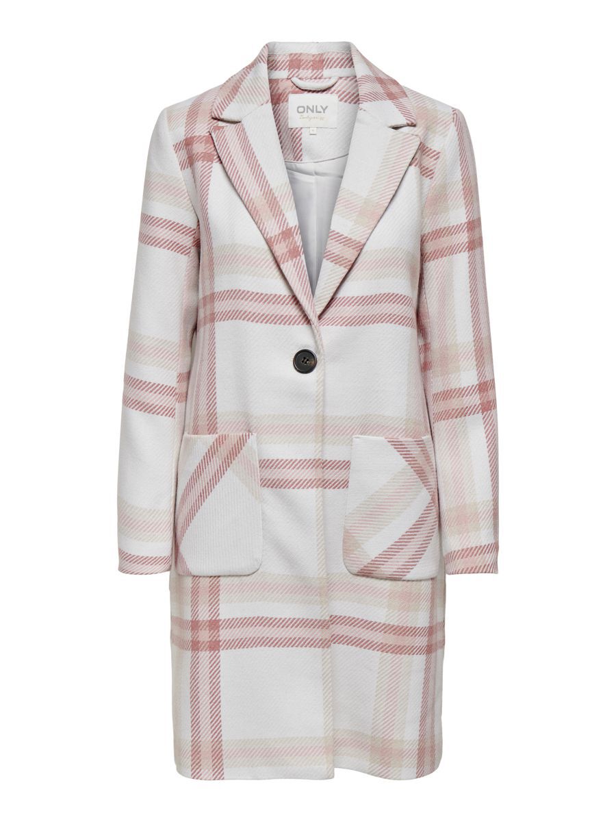ONLY Karierter Wollmischfaser Mantel Damen Pink günstig online kaufen