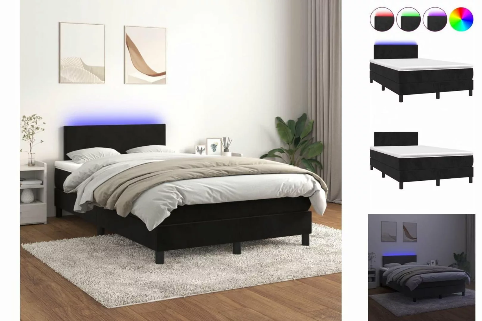 vidaXL Boxspringbett Bett Boxspringbett mit Matratze & LED Samt (120 x 200 günstig online kaufen