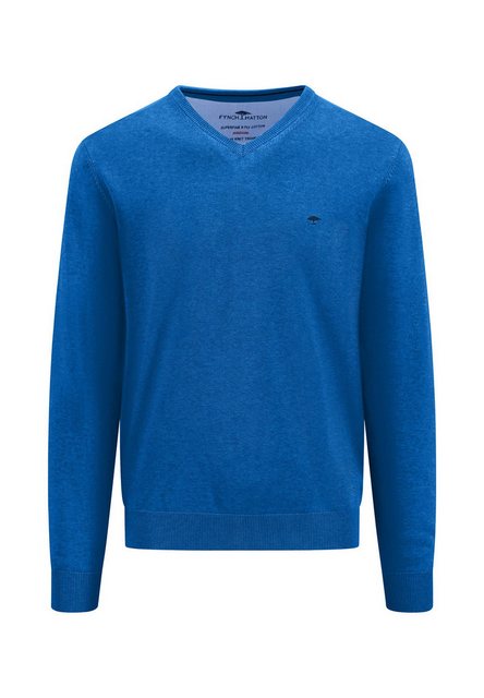 FYNCH-HATTON Strickpullover V-Neck, Superfine strong blue günstig online kaufen