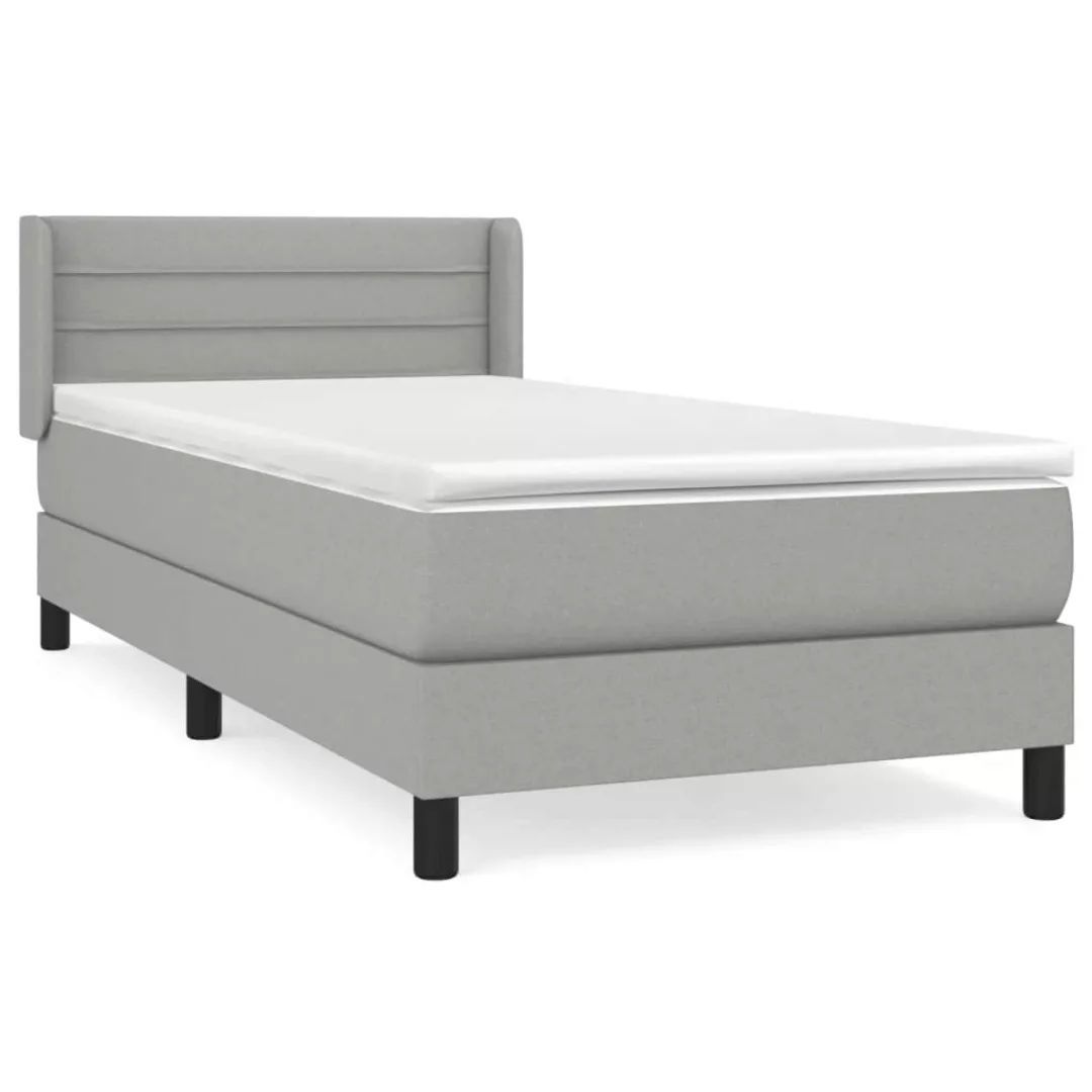 Vidaxl Boxspringbett Mit Matratze Hellgrau 100x200 Cm Stoff günstig online kaufen