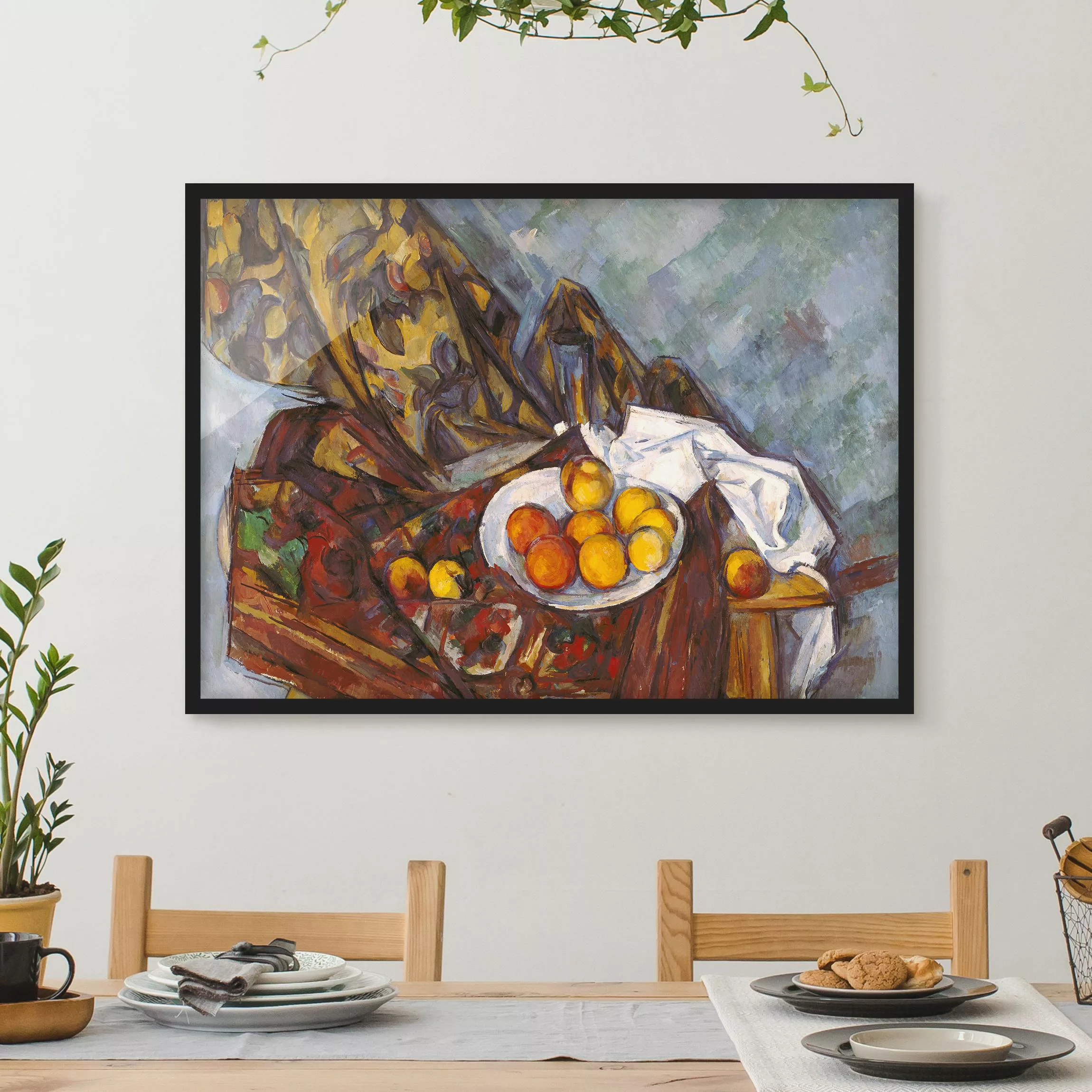 Bild mit Rahmen Kunstdruck - Querformat Paul Cézanne - Stillleben Früchte günstig online kaufen