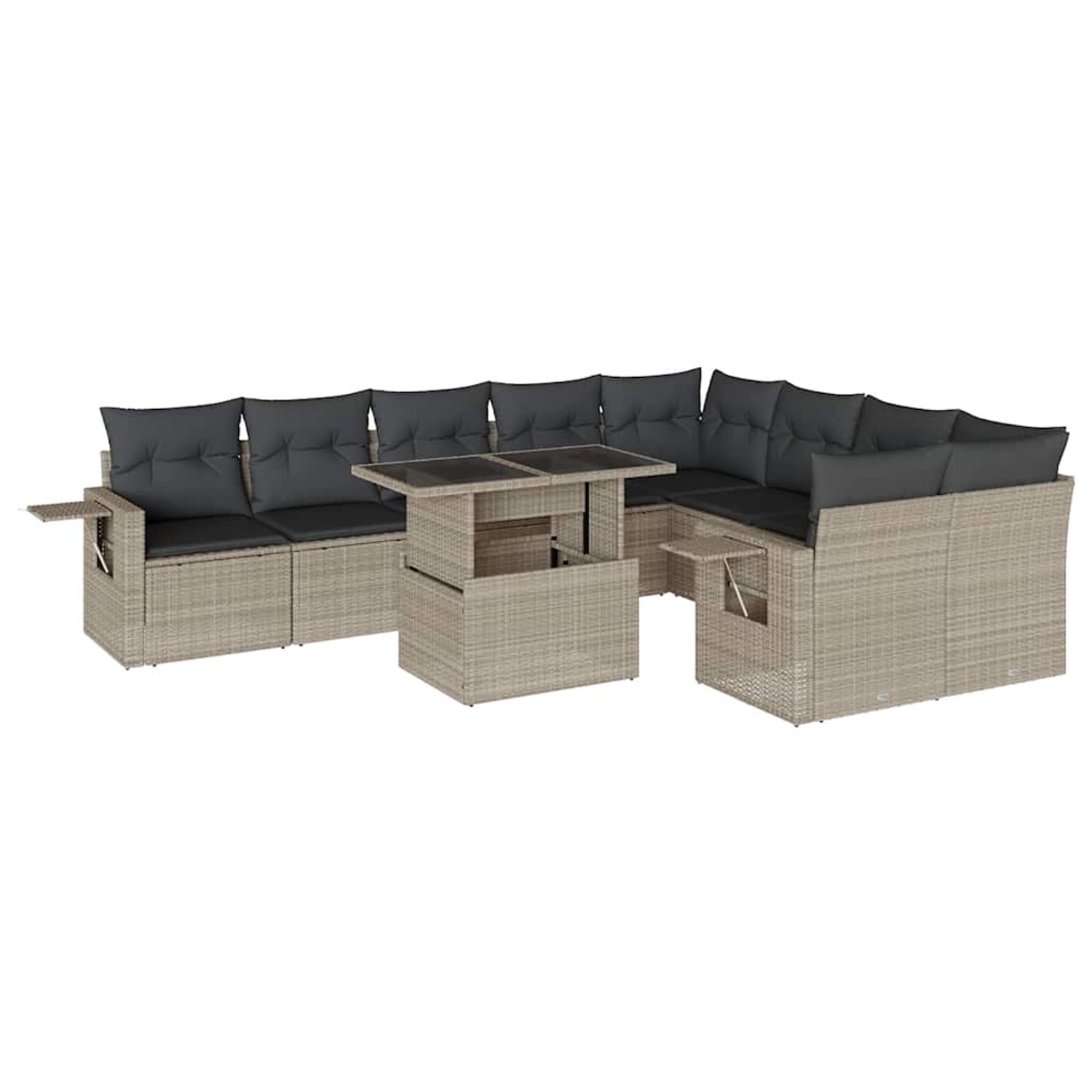 vidaXL 10-Tlg Garten-Sofagarnitur mit Kissen Hellgrau Poly Rattan 3268132 günstig online kaufen