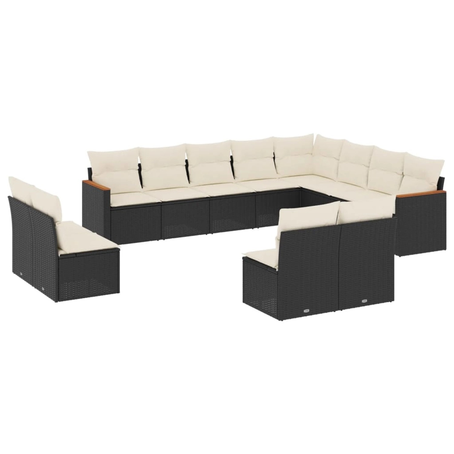 vidaXL 12-Tlg Garten-Sofagarnitur mit Kissen Schwarz Poly Rattan 3226469 günstig online kaufen