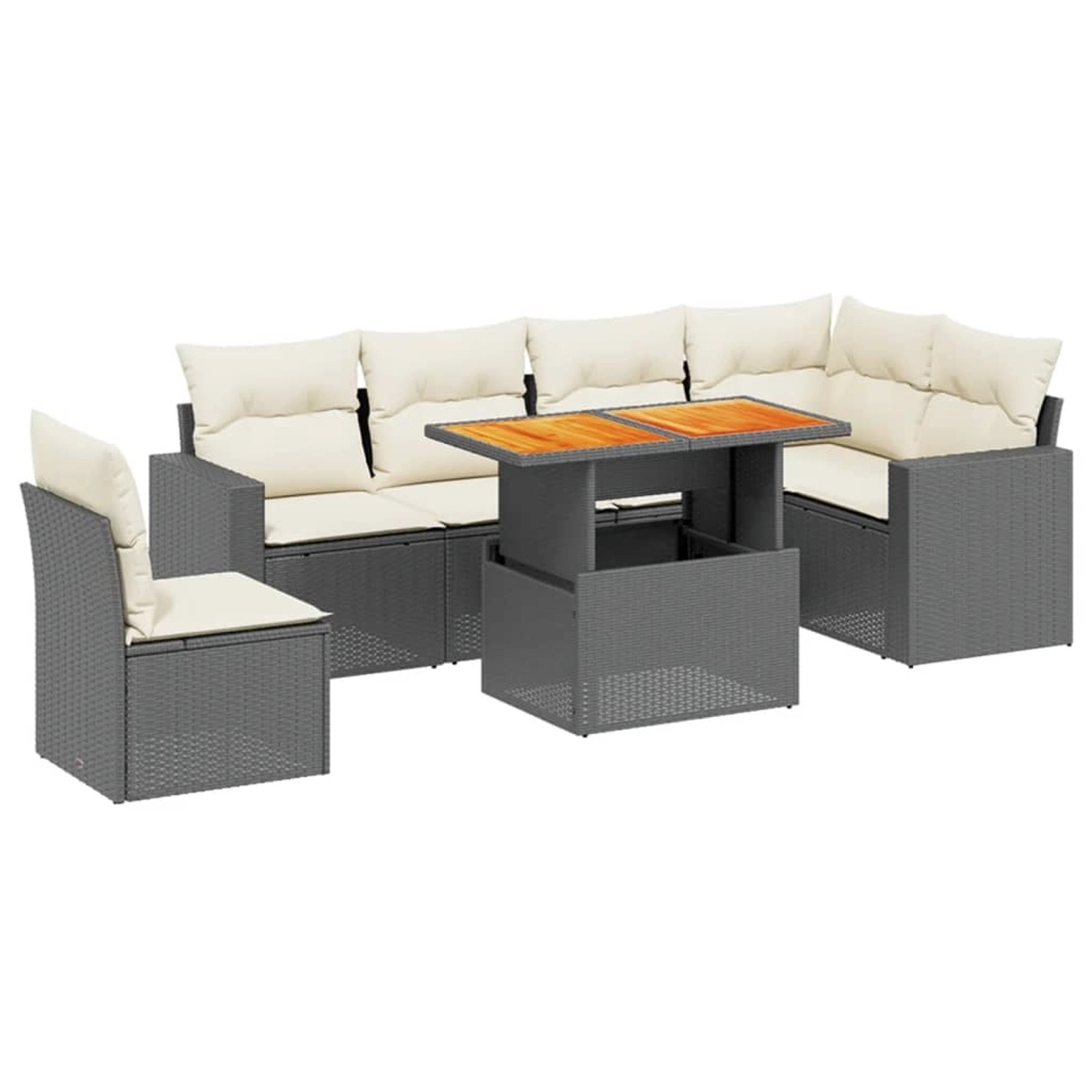 vidaXL 7-Tlg Garten-Sofagarnitur mit Kissen Schwarz Poly Rattan 3271336 günstig online kaufen