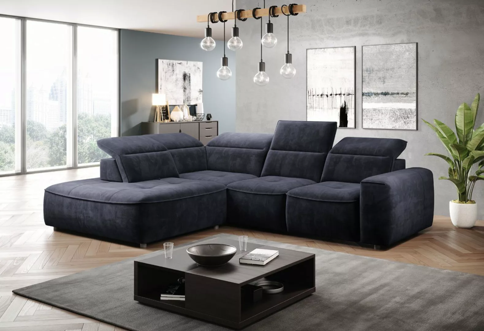 WOHNKLUSIV Ecksofa Design Ecksofa FERRARA, Bettkasten, elektrische Sitztief günstig online kaufen