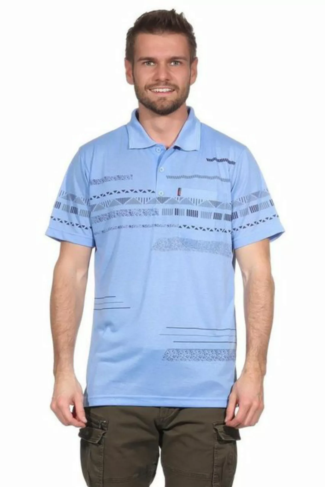 EloModa Poloshirt Herren Poloshirt Sommer Polo-Hemd Kurzarm mit Muster, M L günstig online kaufen