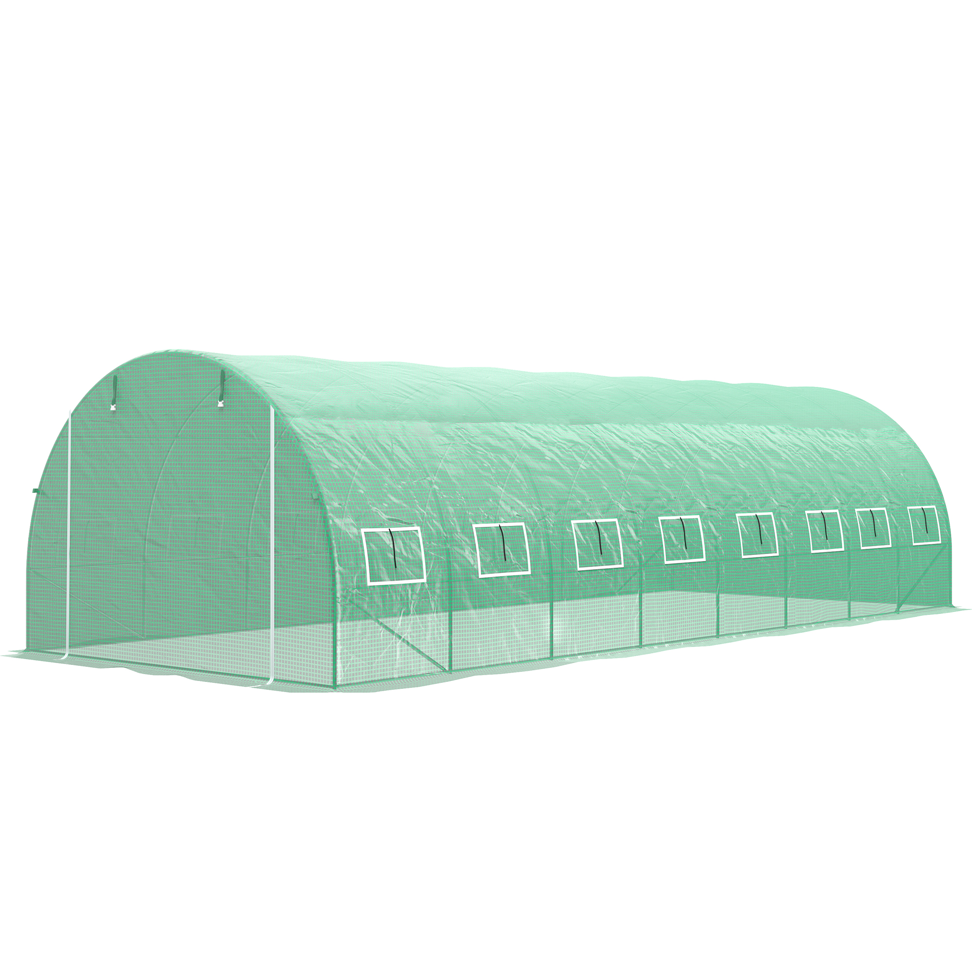 Outsunny Garten-Tunnel-Gewächshaus 24m² 8L x 3B x 2H m - 16 Fenster, aufrol günstig online kaufen